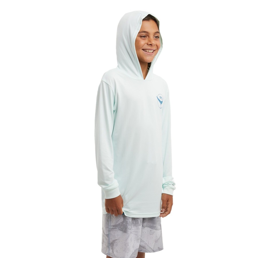 Apparel Fishing Shirts | Youth Aquatek Tails Up Sea Foam