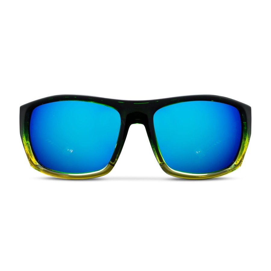 Pelagic Poly Polarized Lenses | Pursuit - Polarized Poly Lens Green Dorado - Blue Mirror