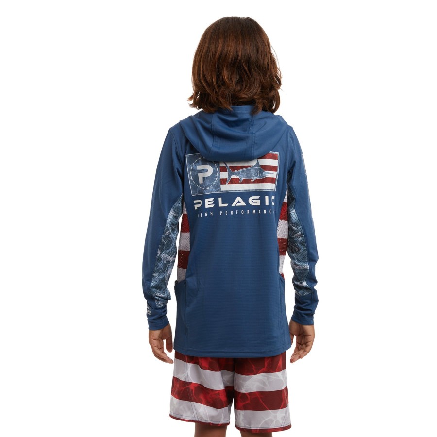 Apparel Fishing Shirts | Americamo Youth Exo-Tech Icon SmoNew Blue