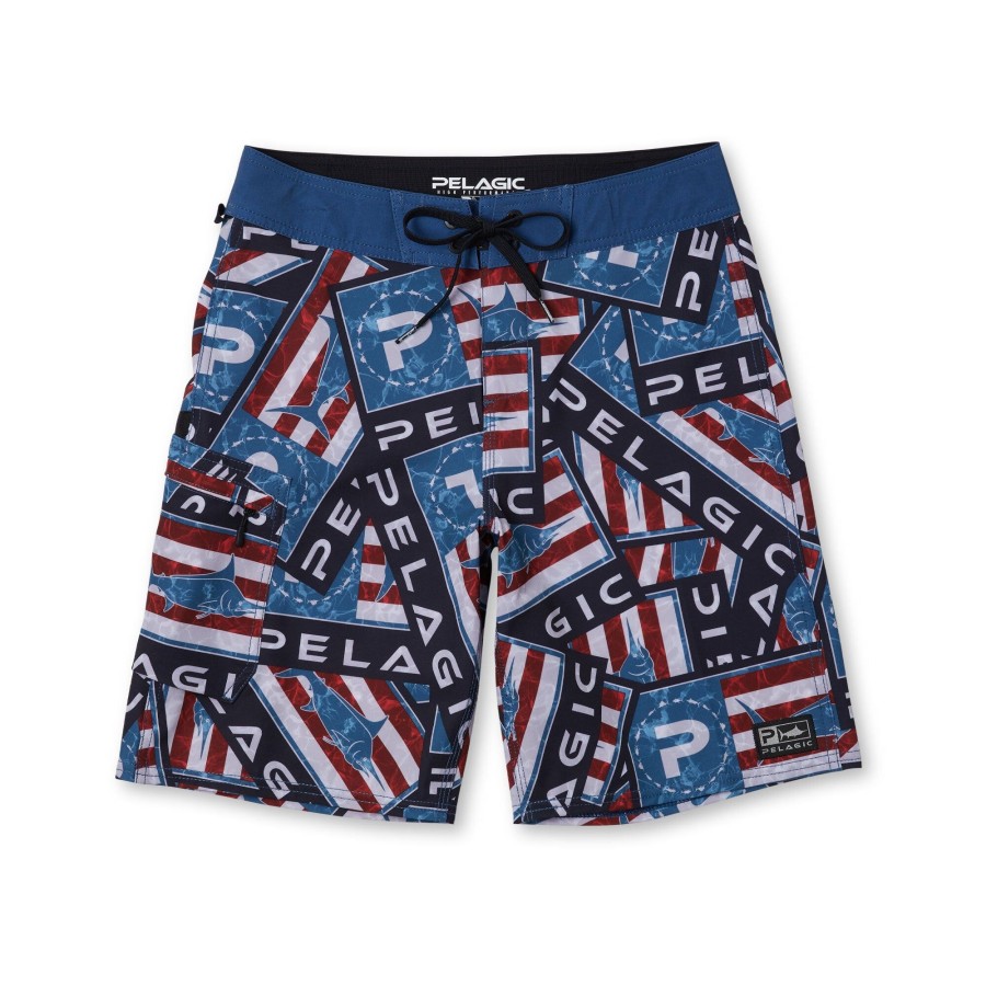 Apparel Fishing Shorts | Youth Blue Water Sticker Americamo