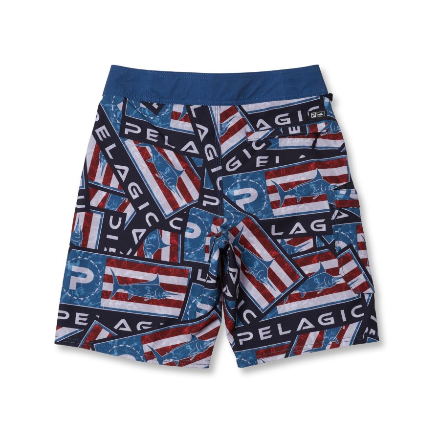 Apparel Fishing Shorts | Youth Blue Water Sticker Americamo