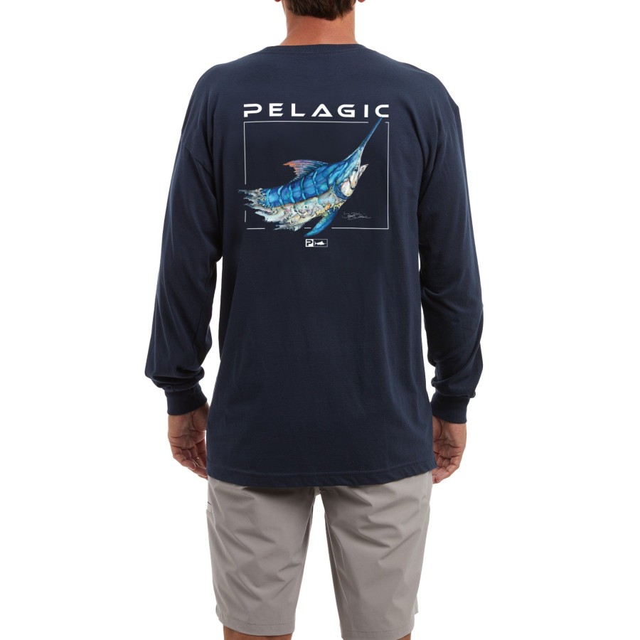 Apparel T-Shirts & Tank Tops | Goione Marlin Ls Navy