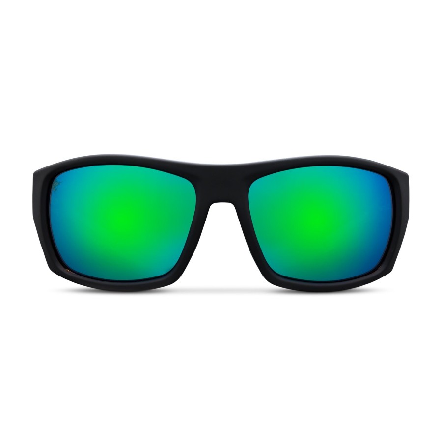 Pelagic Best Selling Sunglasses | Pursuit - Polarized Mineral Glass Matte Black - Green Mirror