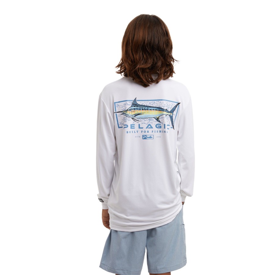 Apparel Fishing Shirts | Youth Aquatek Marlin Mind White