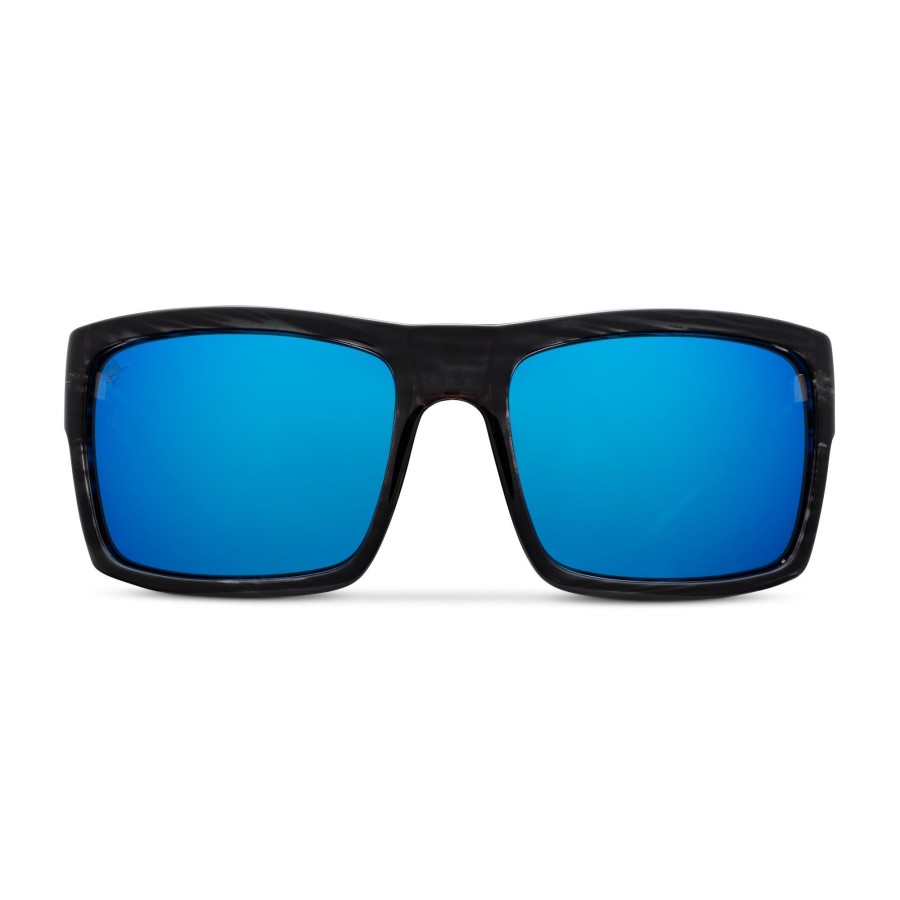 Pelagic Glass Polarized Lenses | Shark Bite - Polarized Mineral Glass Silverwood - Blue Mirror