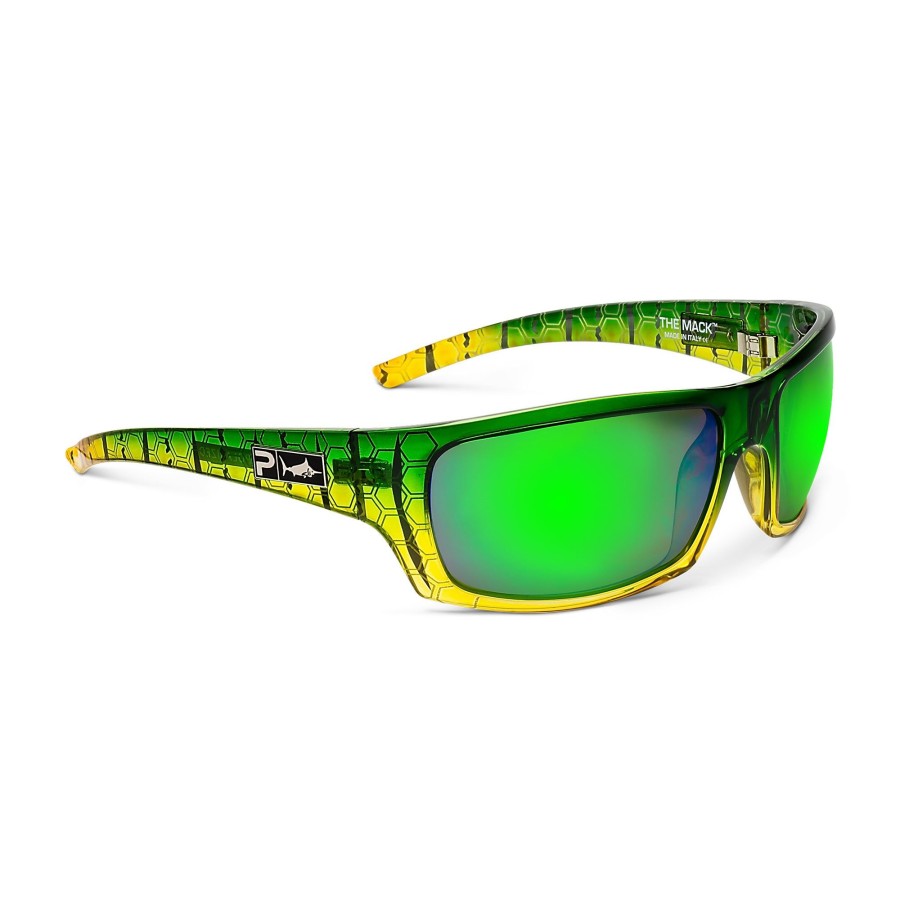 Pelagic Poly Polarized Lenses | The Mack - Polarized Poly Lens Green Dorado - Green Mirror