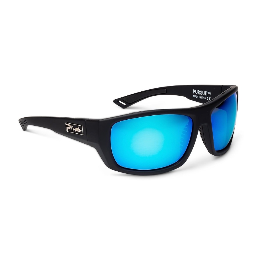 Pelagic Technology | Pursuit - Polarized Poly Lens Matte Black - Blue Mirror