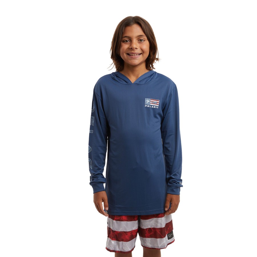 Apparel Fishing Shirts | Americamo Youth Aquatek Icon SmoOnline Blue