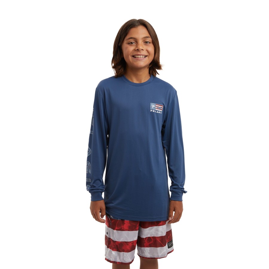 Apparel Fishing Shirts | Americamo Youth Aquatek Icon SmoWholesale Blue