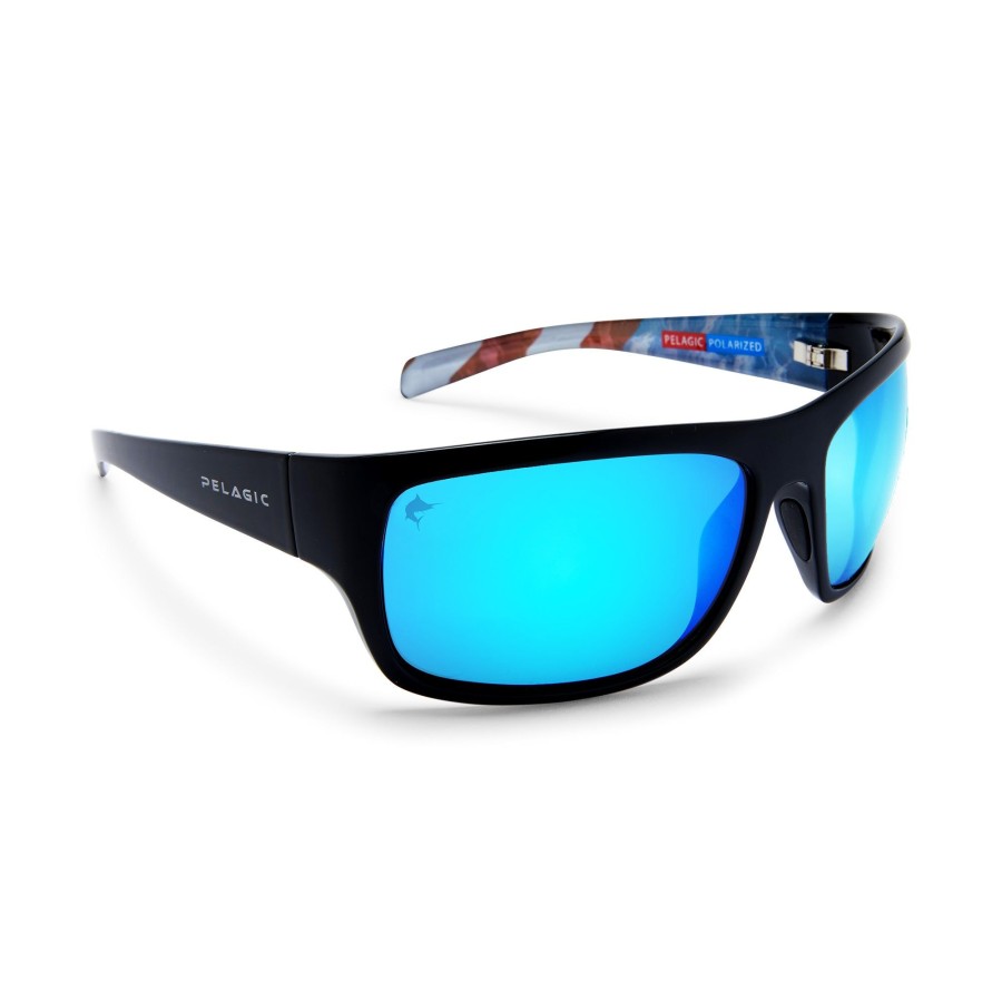 Eyewear Best Selling Sunglasses | Americamo Lighthouse - Polarized Mineral Glass Black Americamo - Blue Mirror