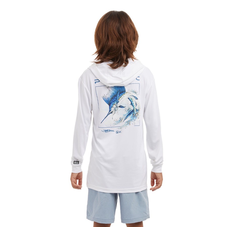 Apparel Fishing Shirts | Youth Aquatek Goione Sailfish White