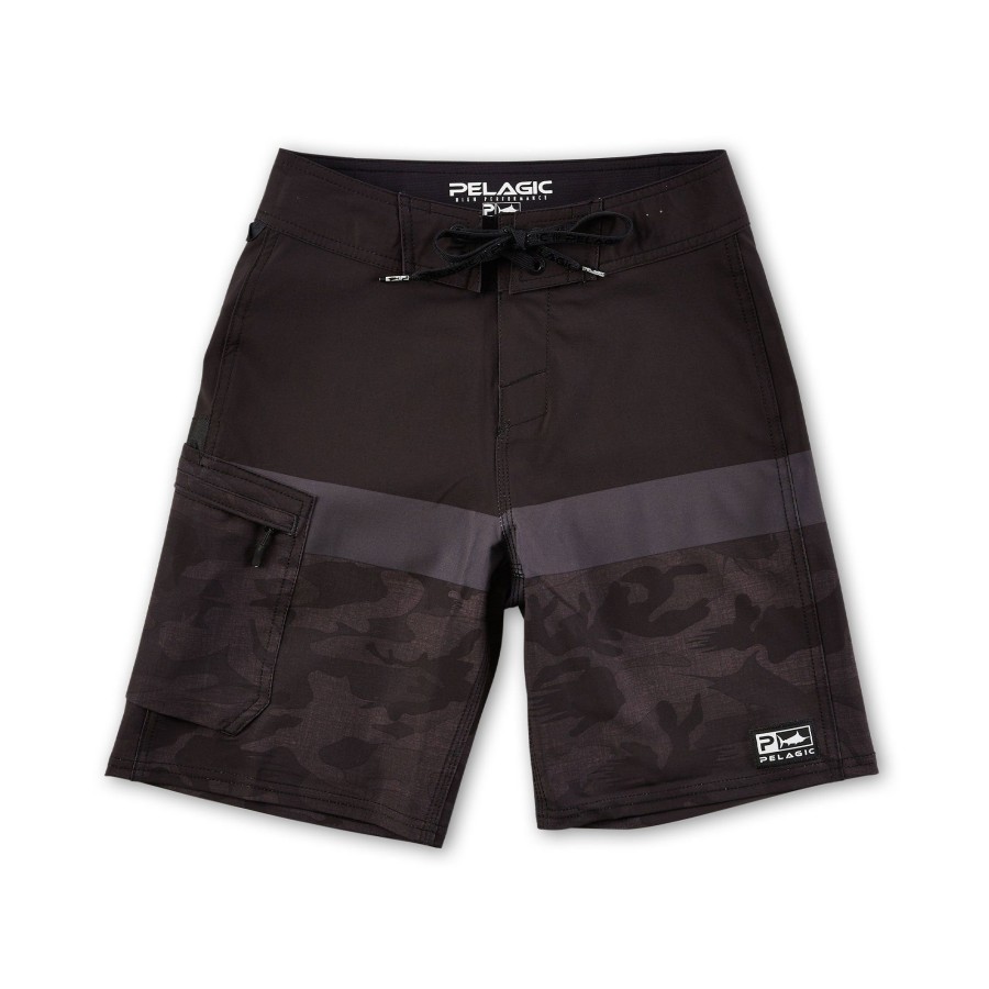 Apparel Fishing Shorts | Youth Blue Water Fish Camo Black