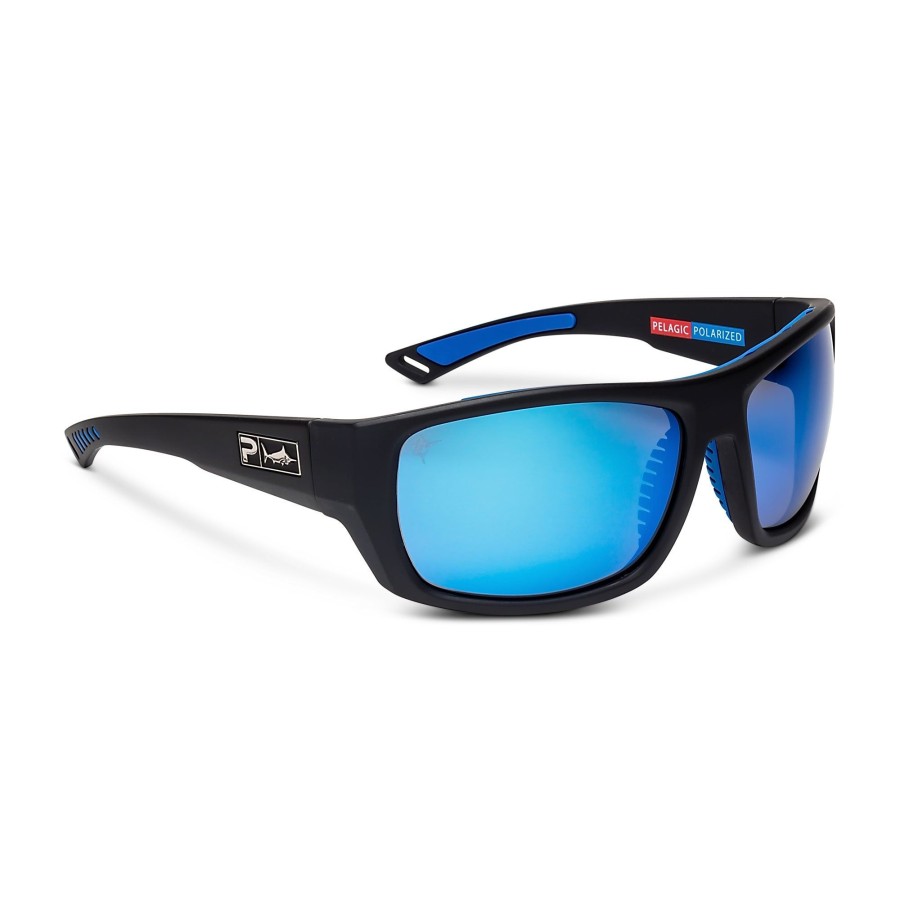 Pelagic Technology | Pursuit - Polarized Mineral Glass Matte Black - Blue Mirror