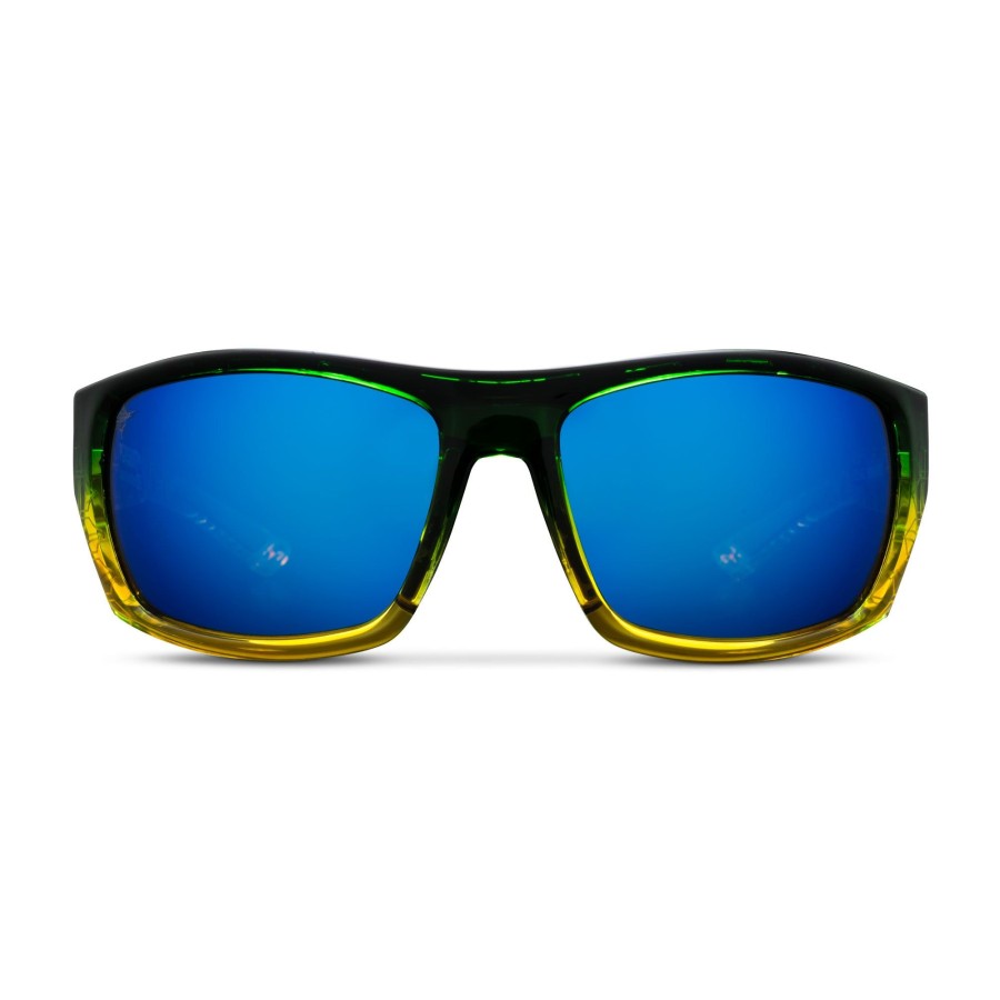 Pelagic Glass Polarized Lenses | Pursuit - Polarized Mineral Glass Green Dorado - Blue Mirror