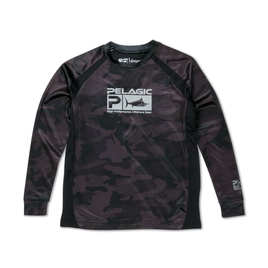 Apparel Fishing Shirts | Youth Vaportek Fish Camo Black