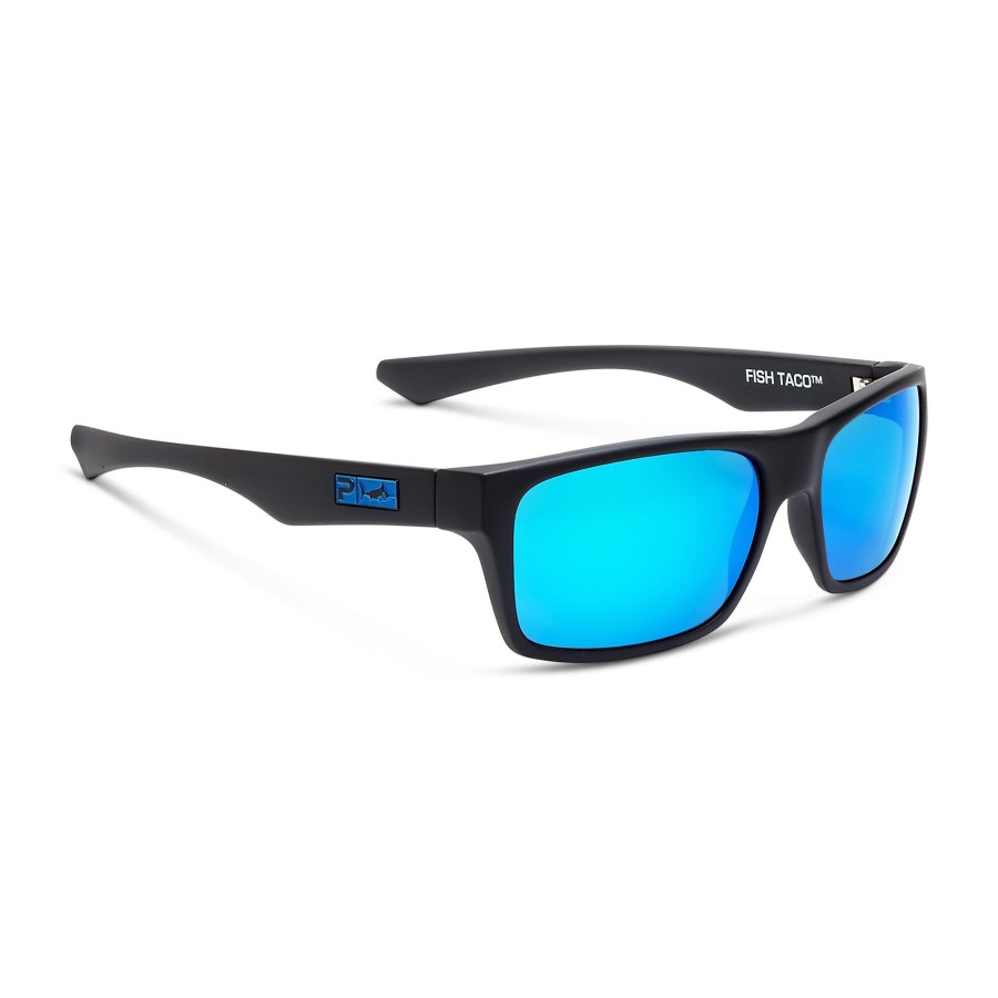 Pelagic Technology | Fish Taco - Polarized Poly Lens Matte Black - Blue Mirror