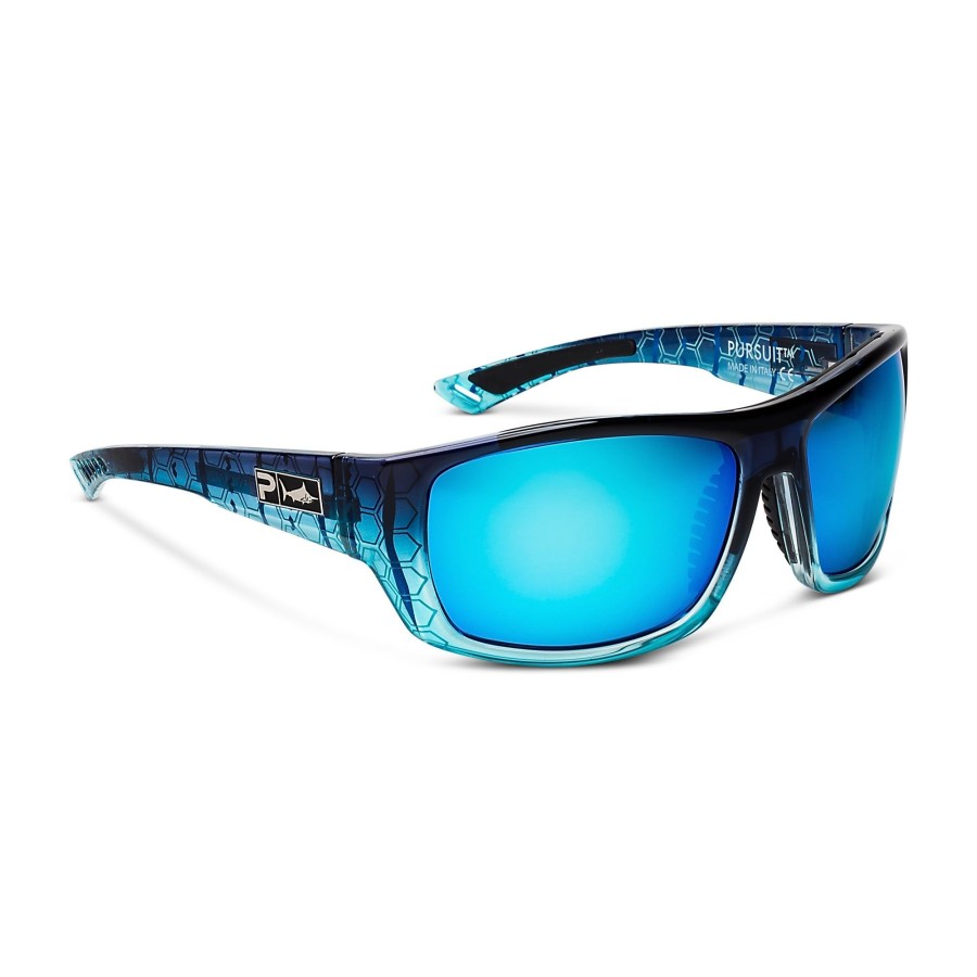 Pelagic Best Selling Sunglasses | Pursuit - Polarized Poly Lens Blue Helix - Blue Mirror